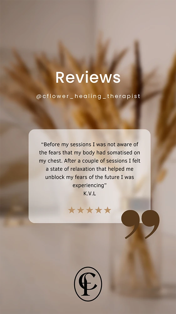 A happy client's experience, representing an emotional wellness testimonial for C.flower Healing.