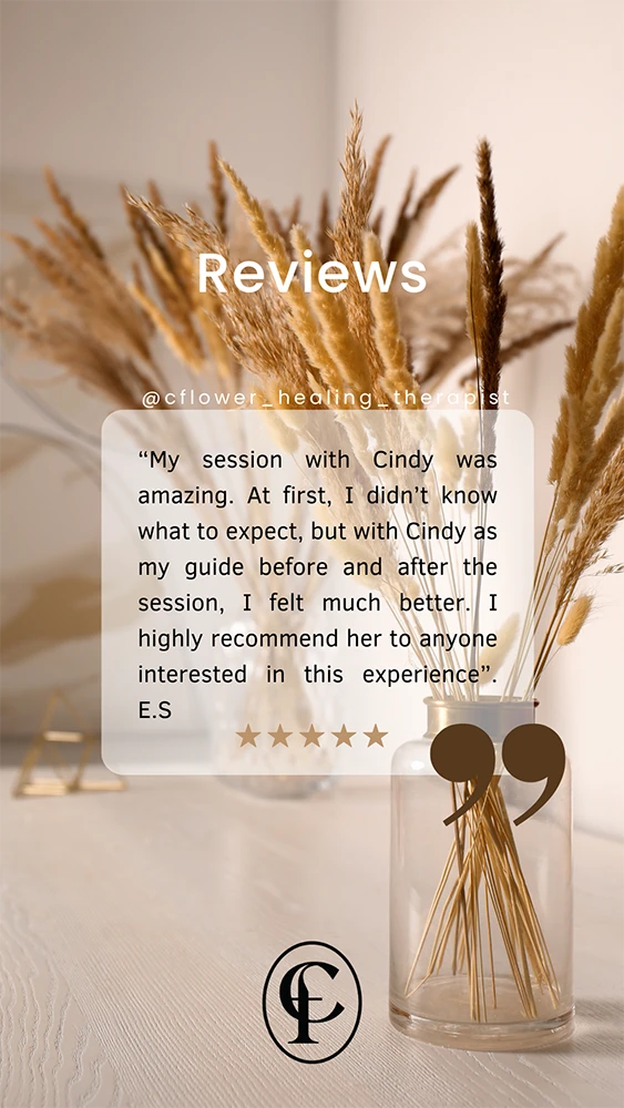 A happy client's experience, representing an emotional wellness testimonial for C.flower Healing.